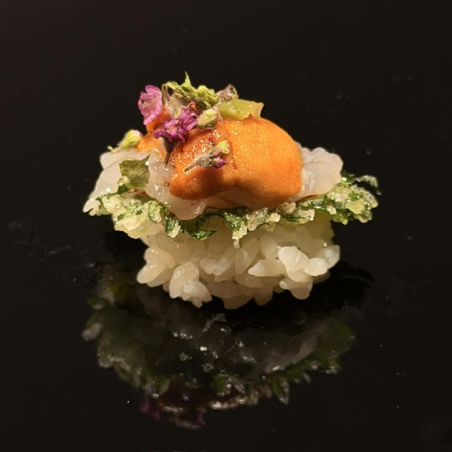Ebi with Uni Shiso